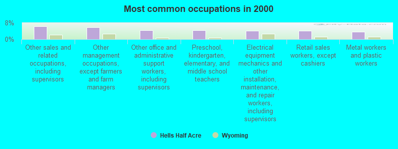 Most common occupations in 2000