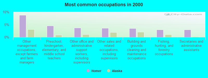 Most common occupations in 2000