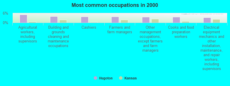 Most common occupations in 2000