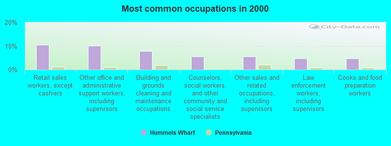 Most common occupations in 2000