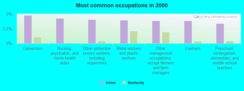 Most common occupations in 2000