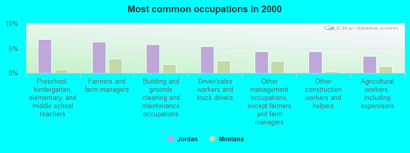 Most common occupations in 2000