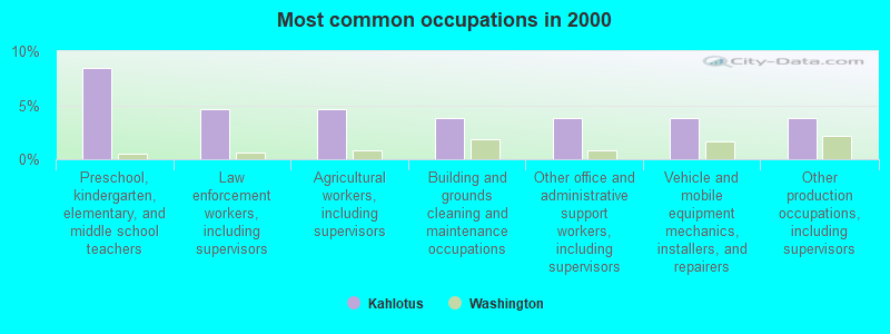 Most common occupations in 2000