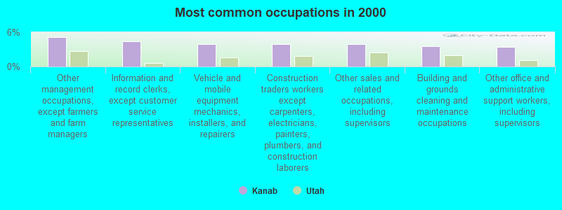 Most common occupations in 2000