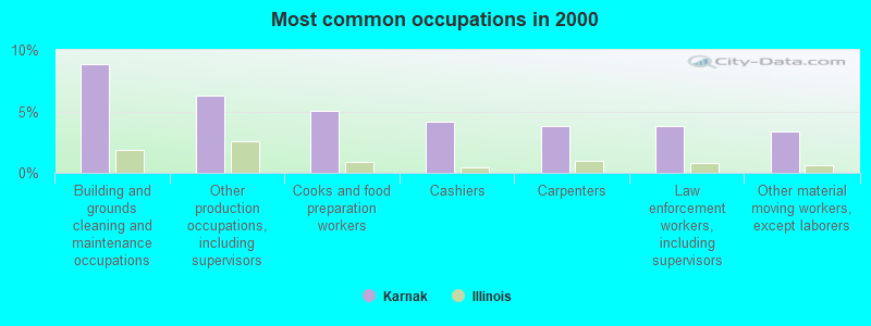 Most common occupations in 2000