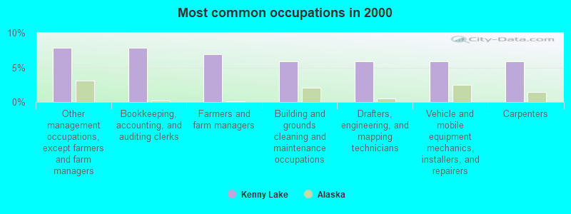 Most common occupations in 2000