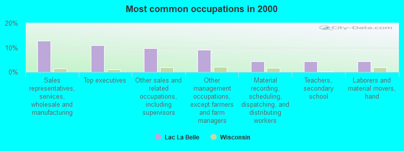 Most common occupations in 2000