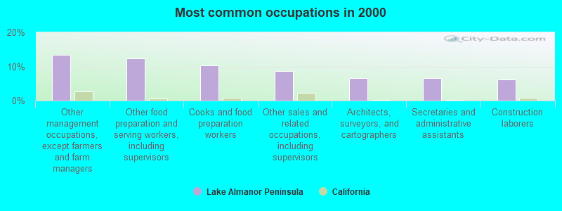 Most common occupations in 2000