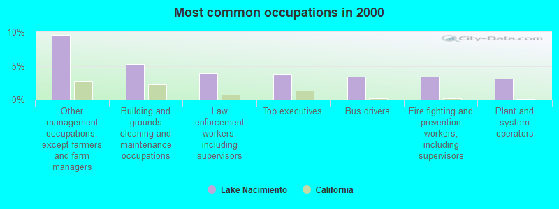 Most common occupations in 2000