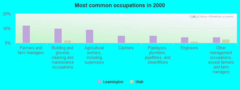 Most common occupations in 2000