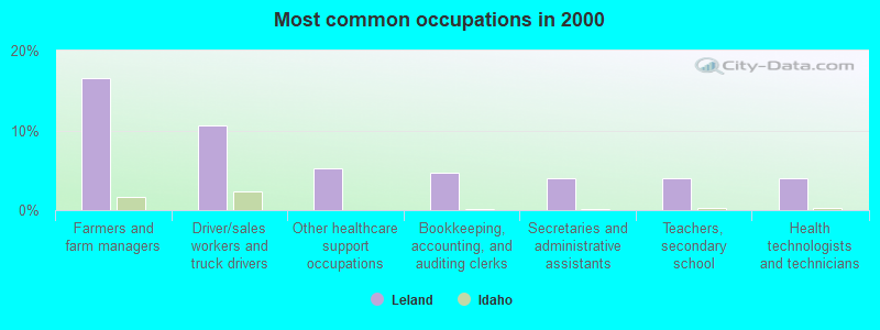 Most common occupations in 2000