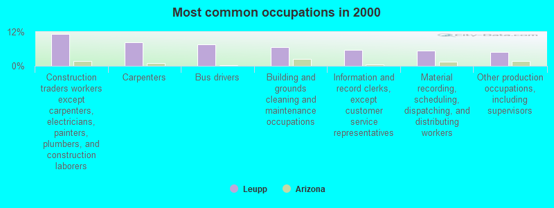 Most common occupations in 2000