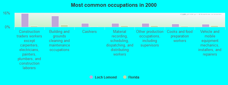 Most common occupations in 2000