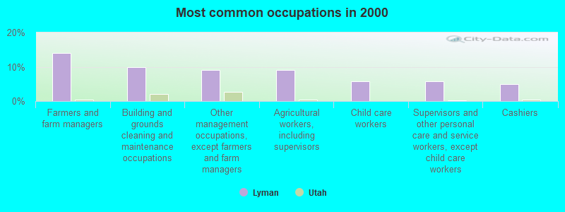 Most common occupations in 2000