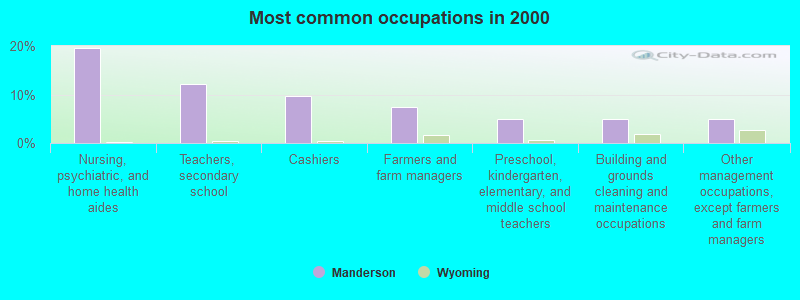 Most common occupations in 2000