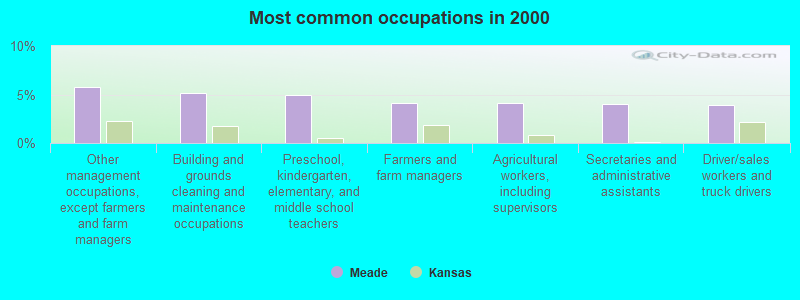 Most common occupations in 2000