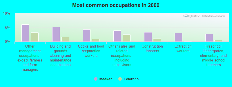 Most common occupations in 2000