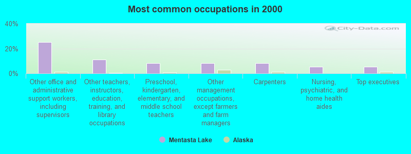 Most common occupations in 2000