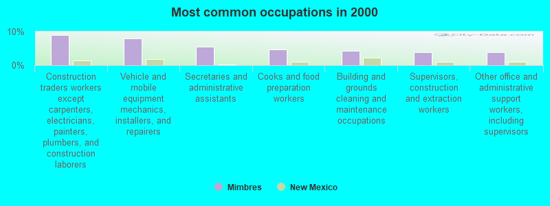 Most common occupations in 2000