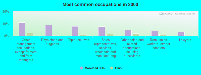 Most common occupations in 2000