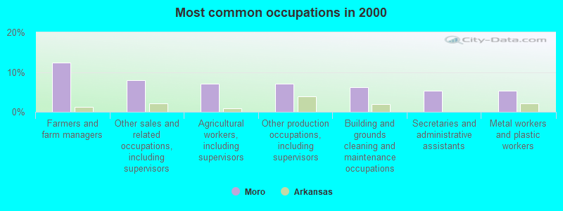 Most common occupations in 2000