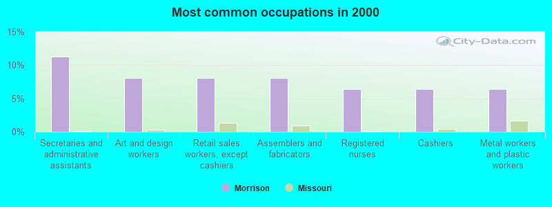 Most common occupations in 2000