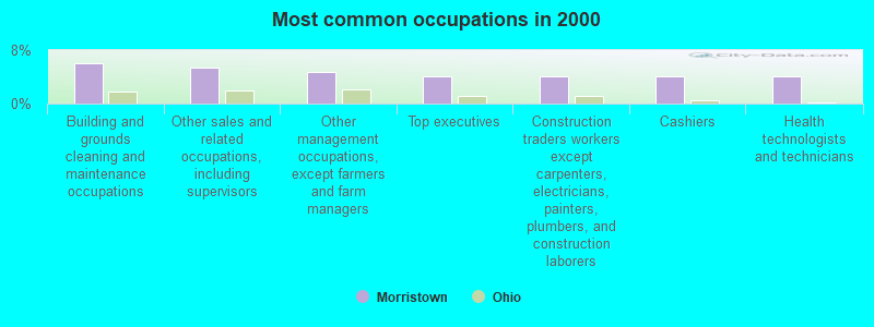 Most common occupations in 2000