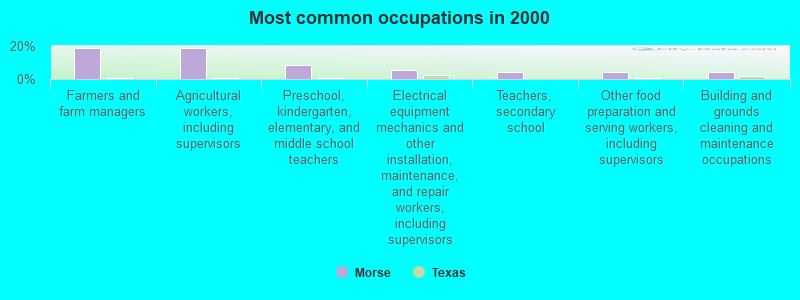 Most common occupations in 2000