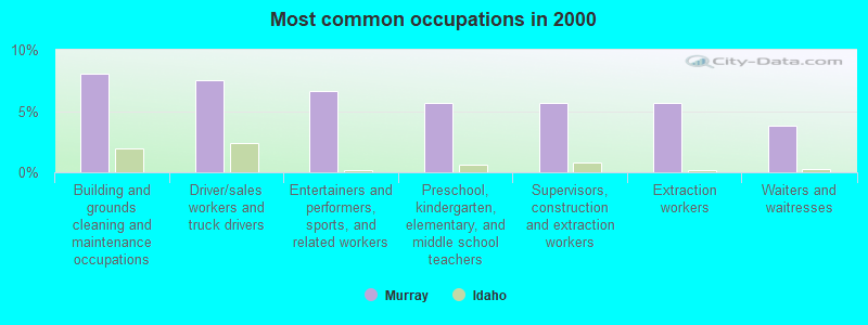 Most common occupations in 2000