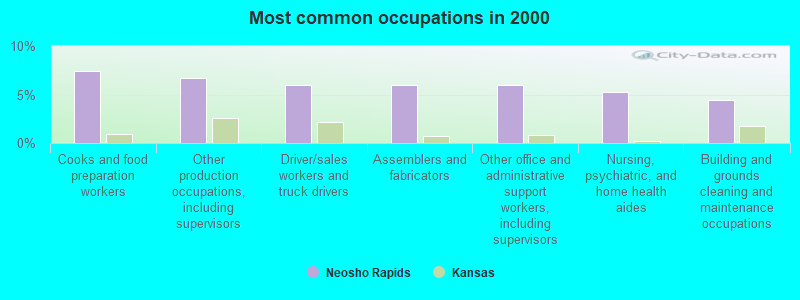 Most common occupations in 2000