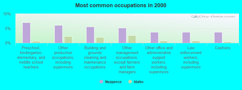 Most common occupations in 2000