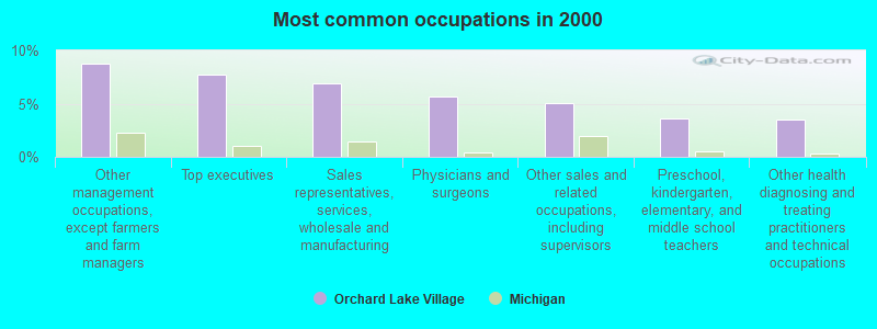 Most common occupations in 2000