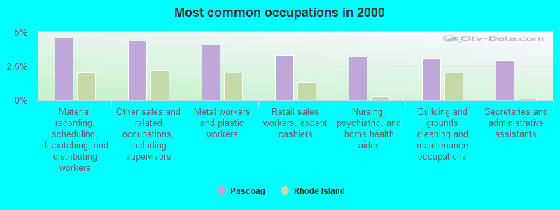 Most common occupations in 2000