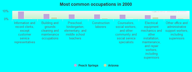 Most common occupations in 2000