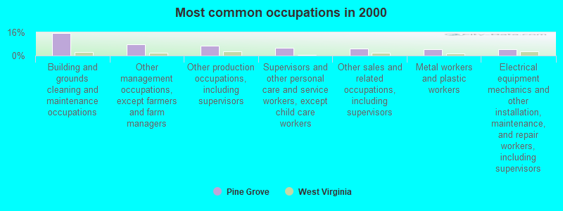 Most common occupations in 2000