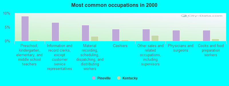 Most common occupations in 2000