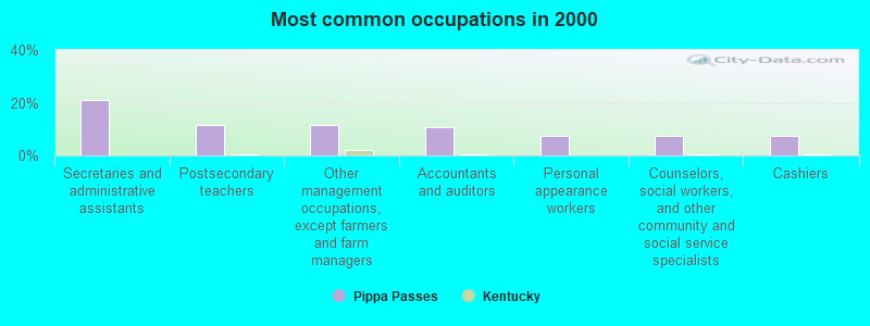 Most common occupations in 2000