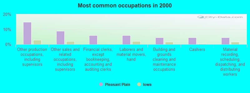 Most common occupations in 2000