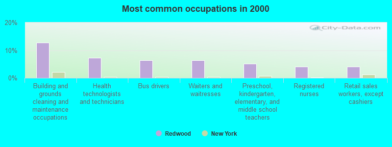 Most common occupations in 2000