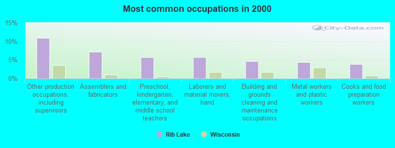 Most common occupations in 2000