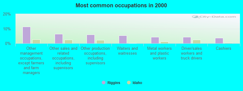 Most common occupations in 2000