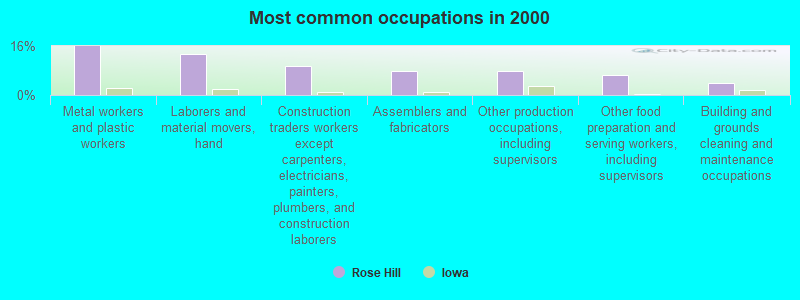 Most common occupations in 2000