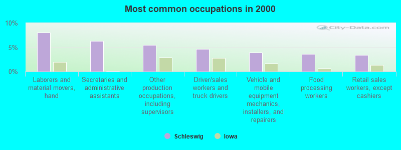 Most common occupations in 2000