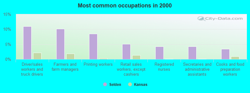 Most common occupations in 2000