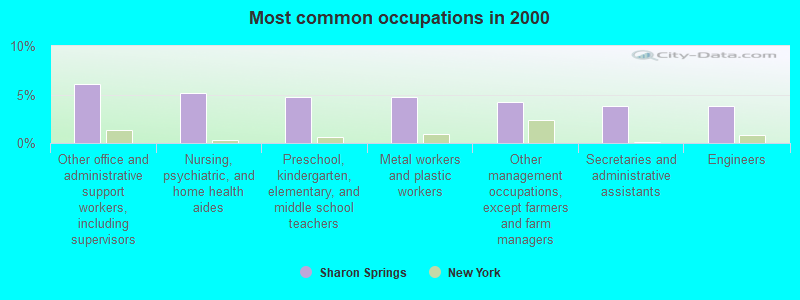 Most common occupations in 2000