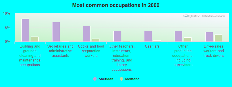 Most common occupations in 2000