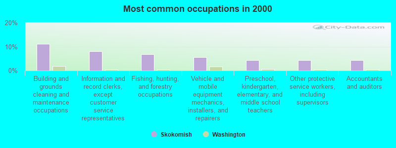 Most common occupations in 2000