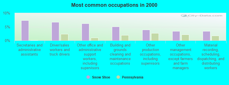 Most common occupations in 2000