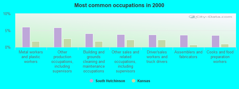 Most common occupations in 2000