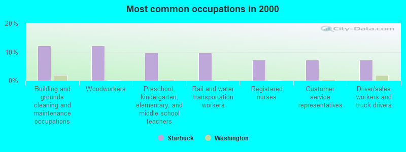 Most common occupations in 2000